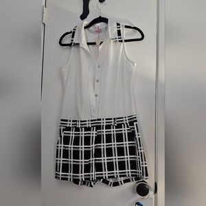 Chic White and Black Plaid Romper